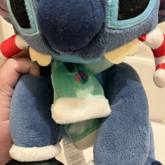 Disney Store 13” Stitch Holiday Plush Mittens Candy Cane Santa Hat Stuffed Toy - Picture 8 of 8